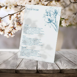 Blue Lily Kontur Wedding Menu Sockelschild