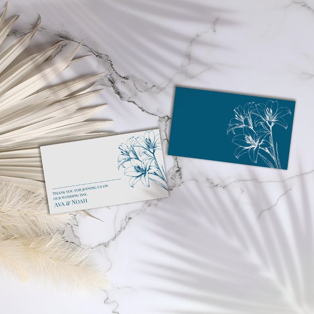 Blue Lily Kontur Wedding Platzkarte (Von Creator hochgeladen)