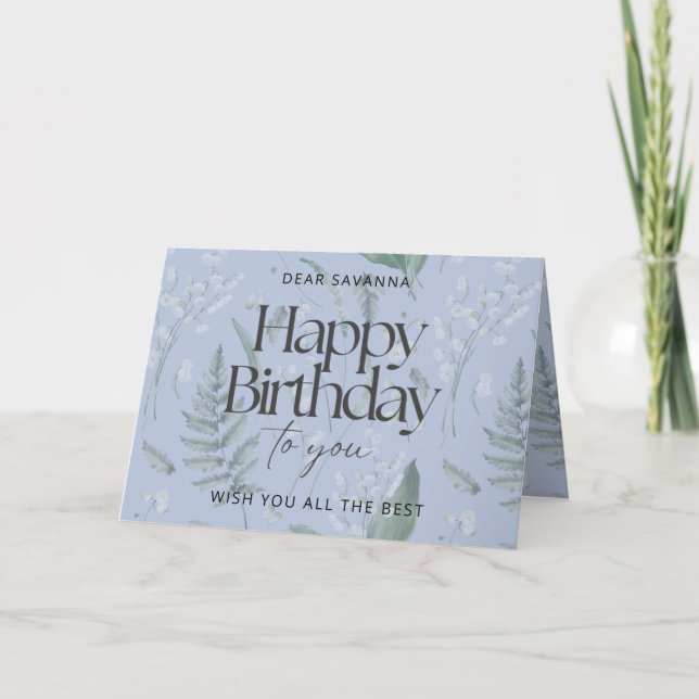 Blue Lily of the Valley Custom Happy Birthday Card Karte (Vorderseite)