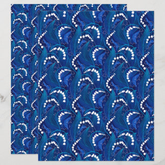Blue Lily of the Valley Floral Scrapbooking Paper