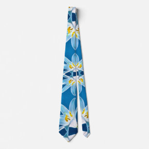 Blue Lily Pattern Krawatte