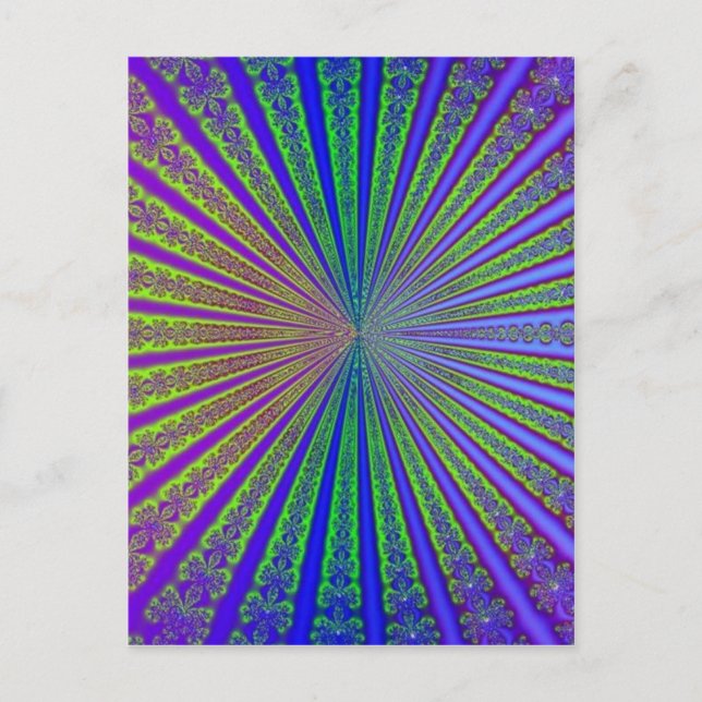 Blue Lime Green Lila Abstrakt Fraktal Tunnel Postkarte (Vorderseite)