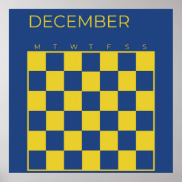 Blue Limon Undated Checked Dezember Calendar Poster