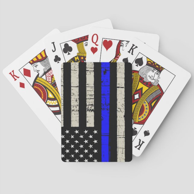 Blue Line Flag Poilice Support American USA Spielkarten (Rückseite)