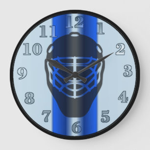 Blue Line Goalie Maske Hockey Wall Uhr