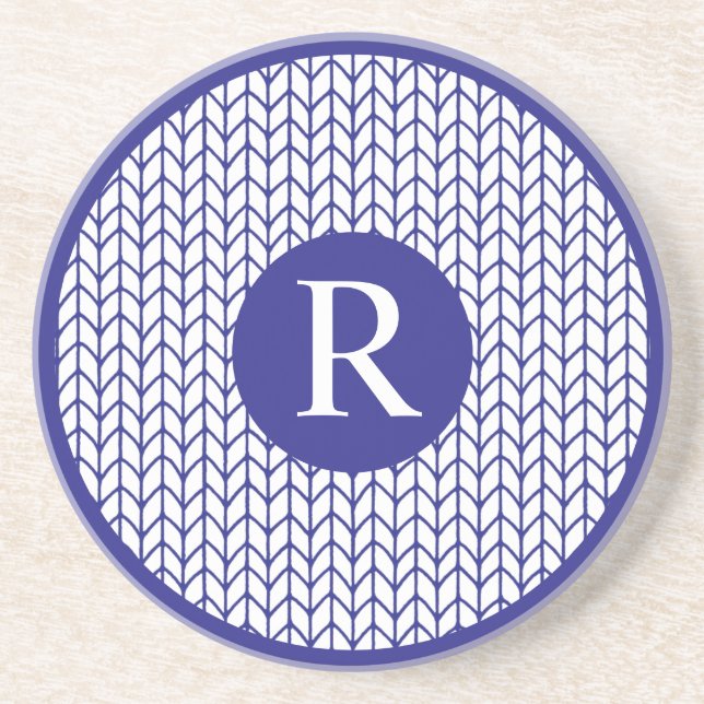 BLUE LINE KNIT Sandstein-Unterlage + Initial II Getränkeuntersetzer (Vorne)