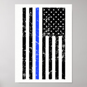 Blue Line mince - policier - affiche de drapeau