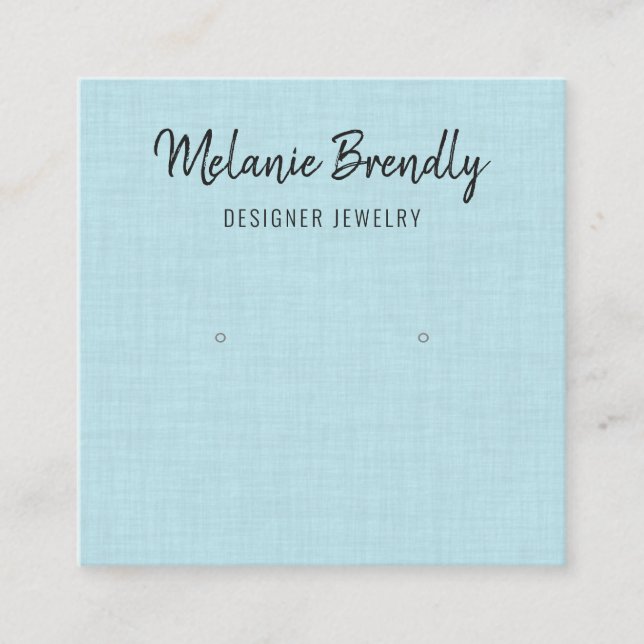 Blue Line Muster Earring Display Business Card Quadratische Visitenkarte (Vorderseite)