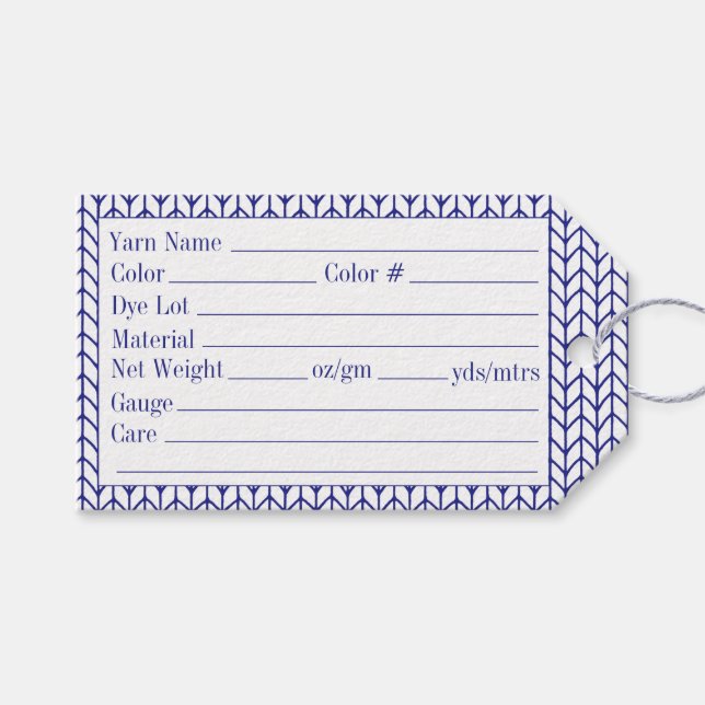 BLUE LINE STRICK 3.5x2 Garnmarken Geschenkanhänger (Vorderseite (Horizontal))