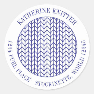 BLUE LINE STRICK Große Round-Address-Umschlag Aufk Runder Aufkleber
