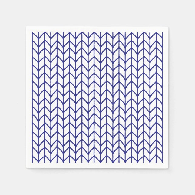 BLUE LINE STRICK Standard Cocktail Papier Napkins Serviette (Vorderseite)