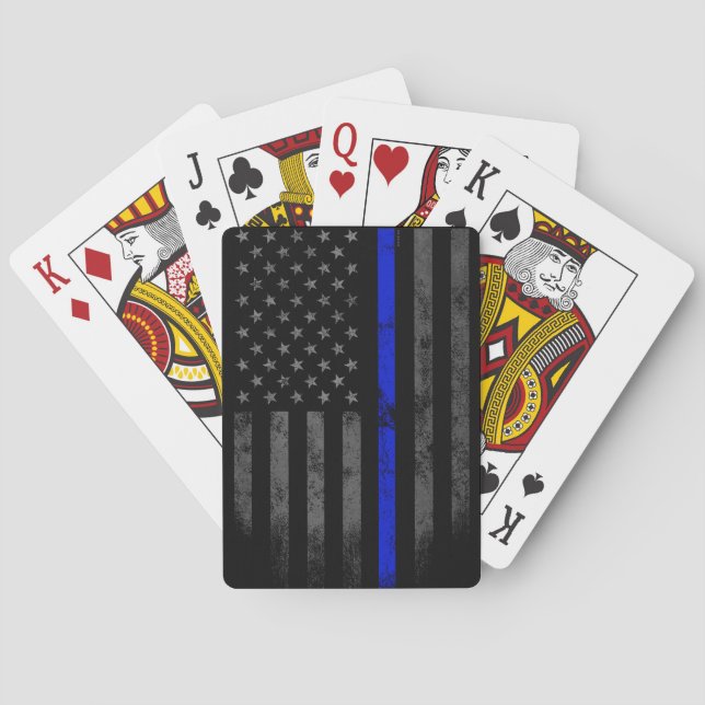 BLue Line Vintage amerikanische Flagge Spielkarten (Rückseite)