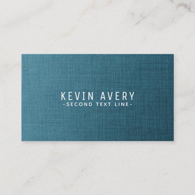 Blue Linen Textur Beruflich Bio Aussehen Visitenkarte (Vorderseite)