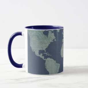 Blue Linen World Map Tasse