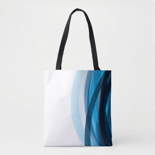 Blue Lines Abstrakt Tote Bag Tasche (Vorderseite)