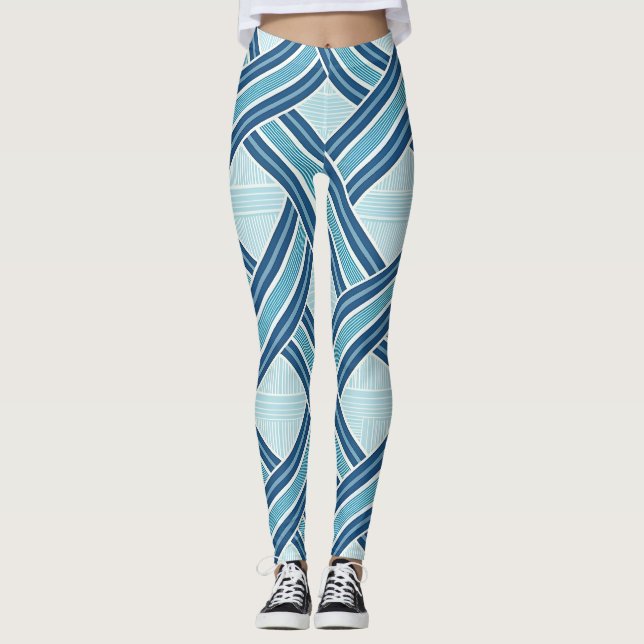 Blue Lines Pattern Leggings (Vorderseite)