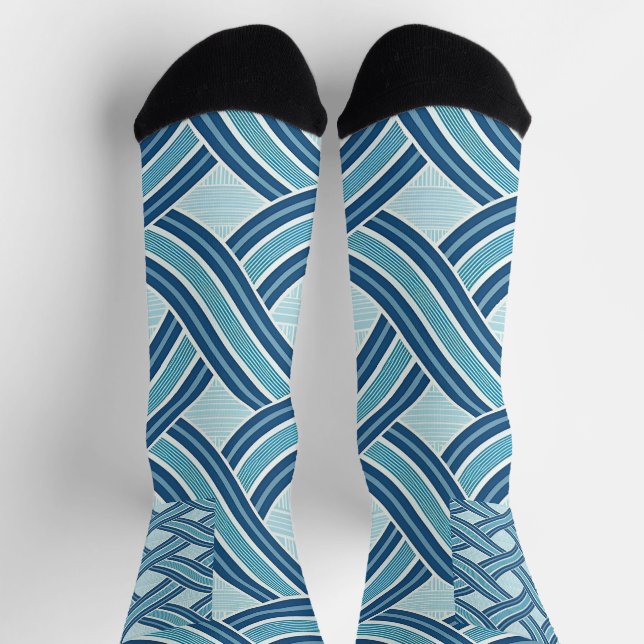 Blue Lines Pattern Socken (Oben)
