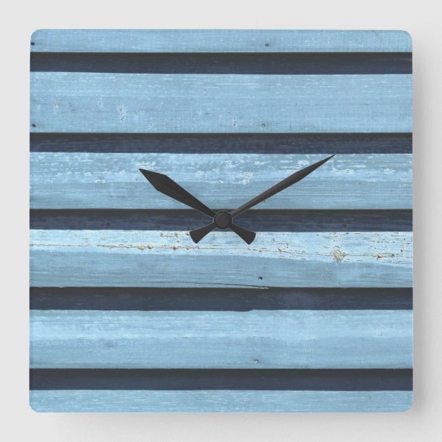Blue Lines Square Wall Clock Quadratische Wanduhr (Vorderseite)