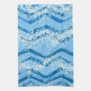 Blue Lines with White Splashes Küche Handtuch