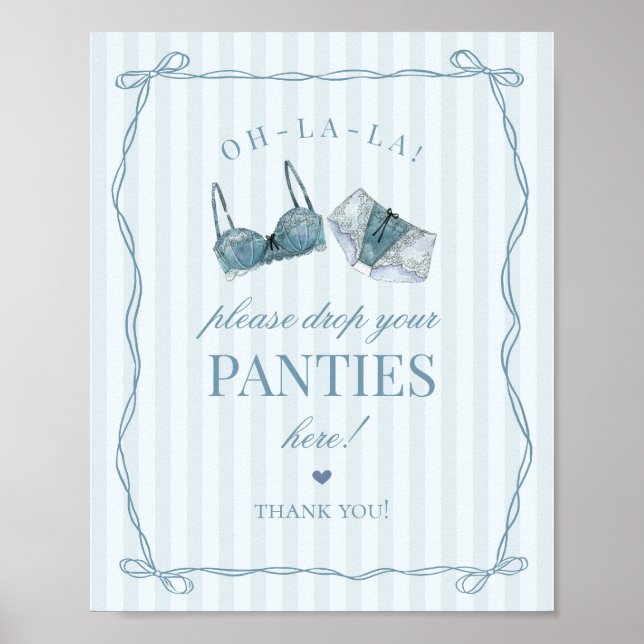 Blue Lingerie Bachelorette Panties Please Sign Poster (Vorne)