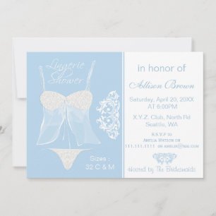 Blue Lingerie Douche Bachelorette Fête Invitation