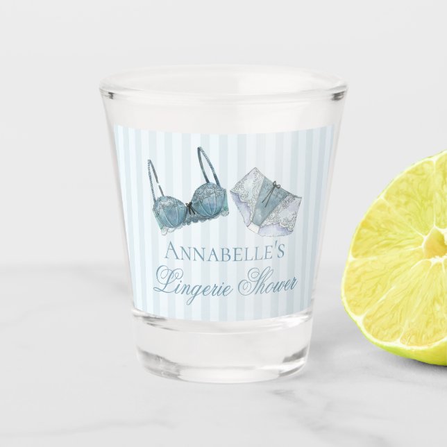Blue Lingerie Shower Bachelorette Party Favor Schnapsglas (Vorderseite)