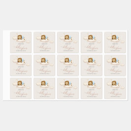 Blue Lion Baby Shower Labels Etiketten