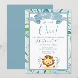 Blue Lion Cub erste Geburtstagsparty Einladung