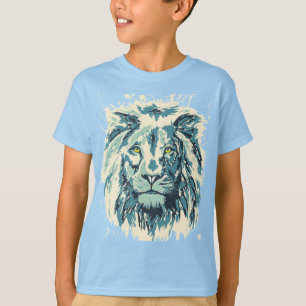 Blue Lion Farbenfrohe Retro Lion Head T-Shirt