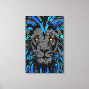 Blue Lion Head Leinwand - Blue Lion Canvas Print