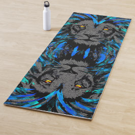 Blue Lion Head - Lion Face Portrait Zeichnend Yogamatte