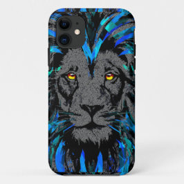 Blue Lion Head - Lion Portrait - iPhone Case