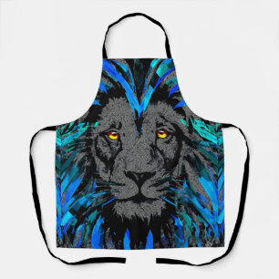 Blue Lion Head - Lion Portrait - Lion Face Schürze