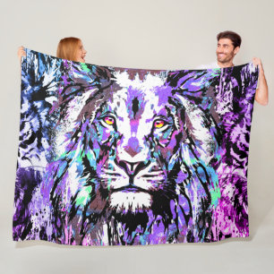Blue Lion Head - Realistisches Lion Fleece Blanket