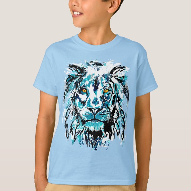 Blue Lion Head T - Shirt | Shirt Lion (Vorderseite)