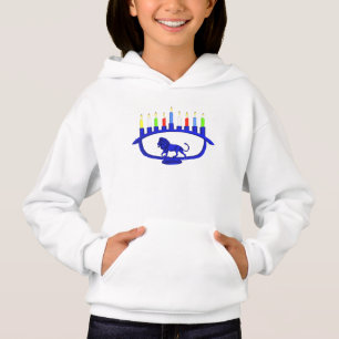 Blue Lion Menorah Hoodie