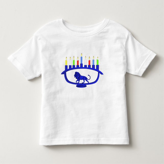 Blue Lion Menorah Kleinkind T-shirt (Vorderseite)