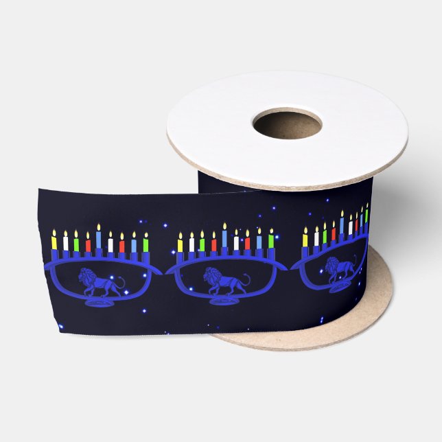Blue Lion Menorah Satinband (Spule)