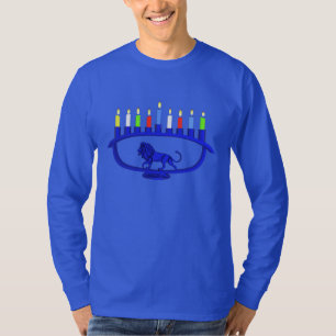 Blue Lion Menorah T-Shirt