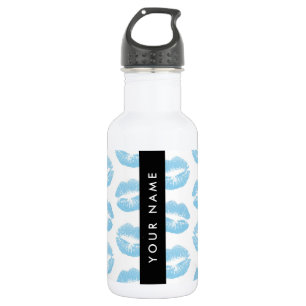 Blue Lips, Kiss, Lipstick, Ihr Name, Personalisier Edelstahlflasche