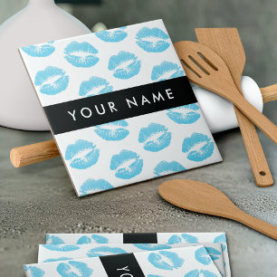 Blue Lips, Kiss, Lipstick, Ihr Name, Personalisier Fliese