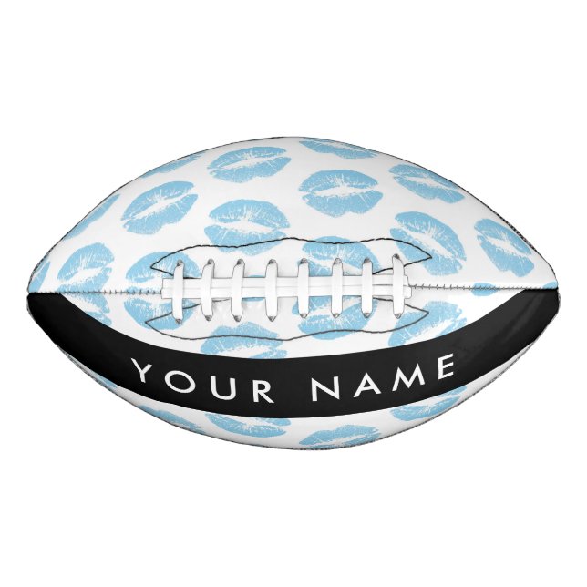Blue Lips, Kiss, Lipstick, Ihr Name, Personalisier Football (Vorderseite)