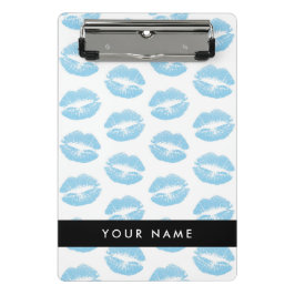 Blue Lips, Kiss, Lipstick, Ihr Name, Personalisier Mini Klemmbrett