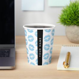 Blue Lips, Kiss, Lipstick, Ihr Name, Personalisier Pappbecher