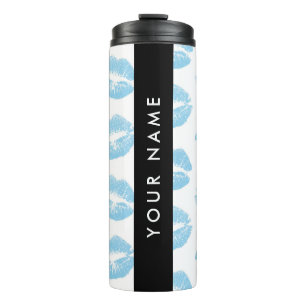 Blue Lips, Kiss, Lipstick, Ihr Name, Personalisier Thermosbecher
