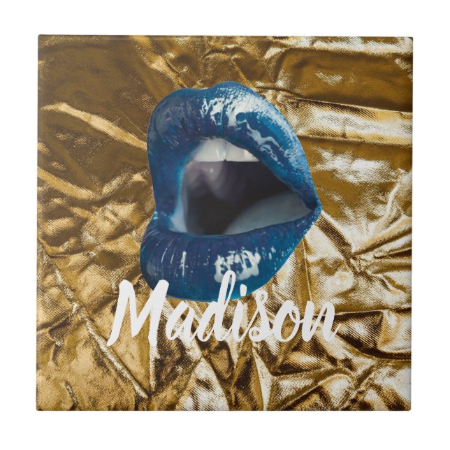 Blue Lips machen Beauty Custom Personalisiert C Fliese (Vorderseite)