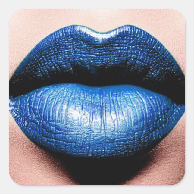 Blue Lipstick-Aufkleber Quadratischer Aufkleber (Vorderseite)