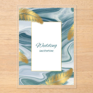 Blue Liquid Marble Wedding Invitation | Premium El Acryleinladungen