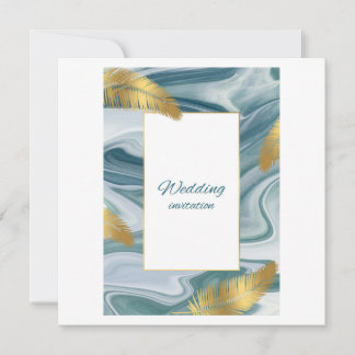 Blue Liquid Marble Wedding Invitation | Premium El Einladung
