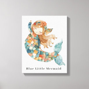 Blue Litte Mermaid Leinwanddruck